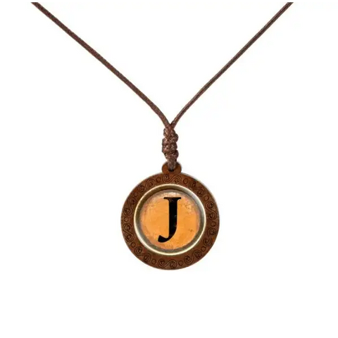 Yellow Letter Wood Necklace
