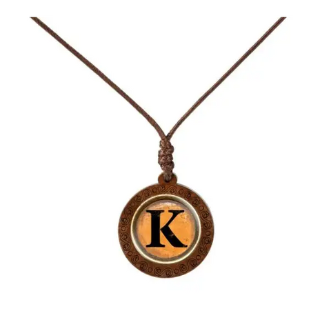 Yellow Letter Wood Necklace