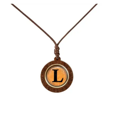 Yellow Letter Wood Necklace