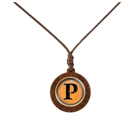 Yellow Letter Wood Necklace