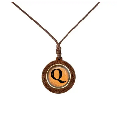 Yellow Letter Wood Necklace