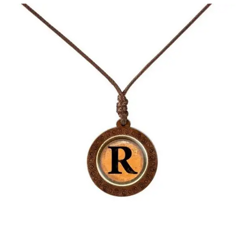 Yellow Letter Wood Necklace