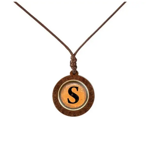 Yellow Letter Wood Necklace