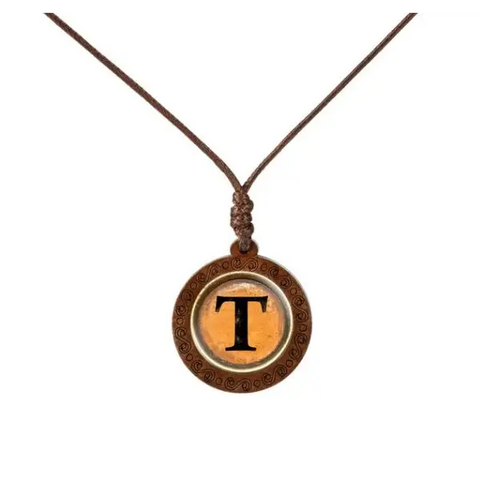 Yellow Letter Wood Necklace