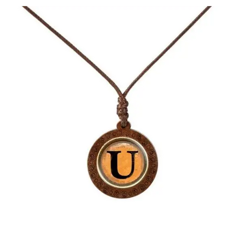 Yellow Letter Wood Necklace