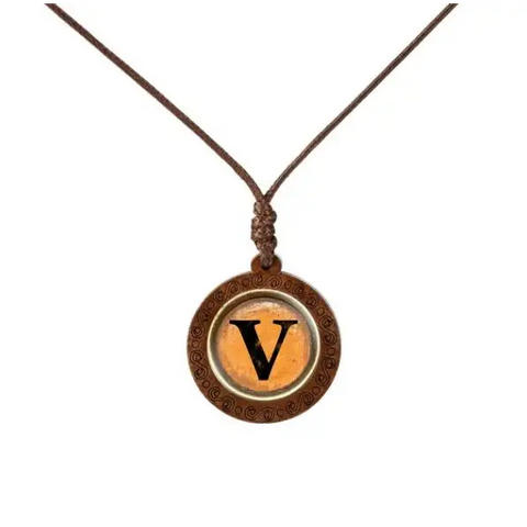 Yellow Letter Wood Necklace