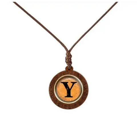 Yellow Letter Wood Necklace