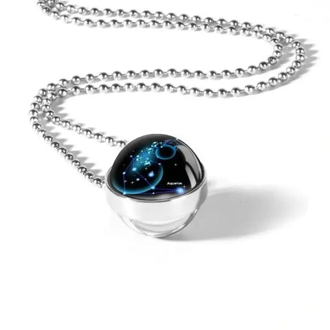Zodiac Sign Double Glass Necklace
