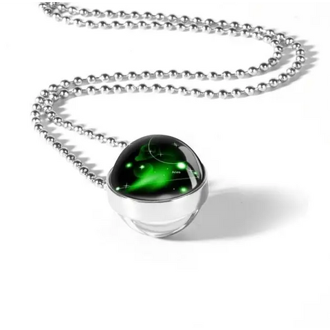 Zodiac Sign Double Glass Necklace