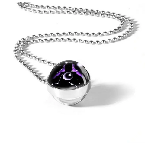 Zodiac Sign Double Glass Necklace