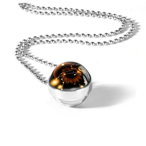 Zodiac Sign Double Glass Necklace