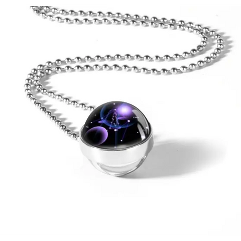 Zodiac Sign Double Glass Necklace