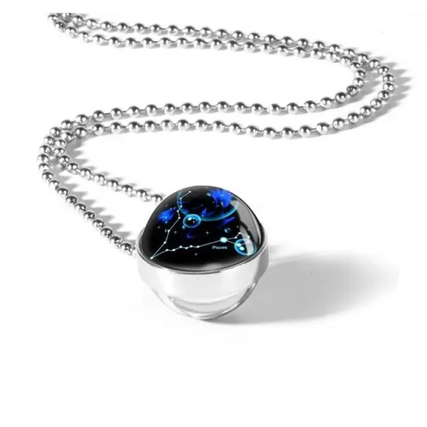 Zodiac Sign Double Glass Necklace
