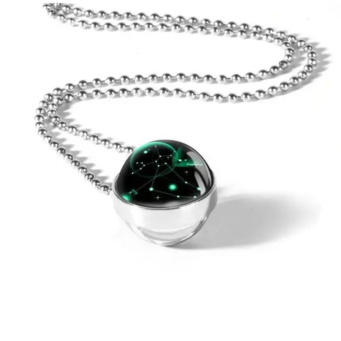Zodiac Sign Double Glass Necklace
