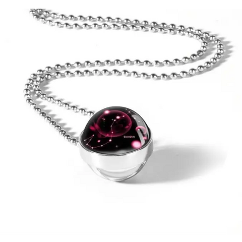 Zodiac Sign Double Glass Necklace