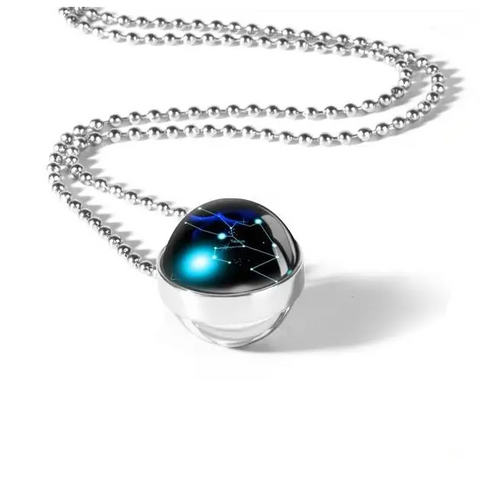 Zodiac Sign Double Glass Necklace