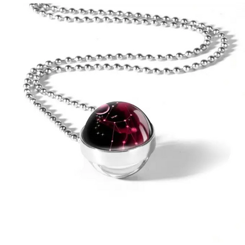 Zodiac Sign Double Glass Necklace