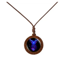 Zodiac Sign Wood Necklace