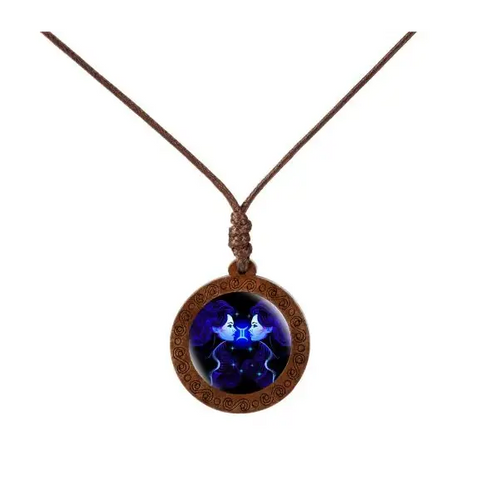 Zodiac Sign Wood Necklace