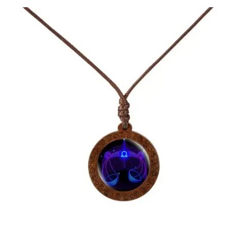 Zodiac Sign Wood Necklace