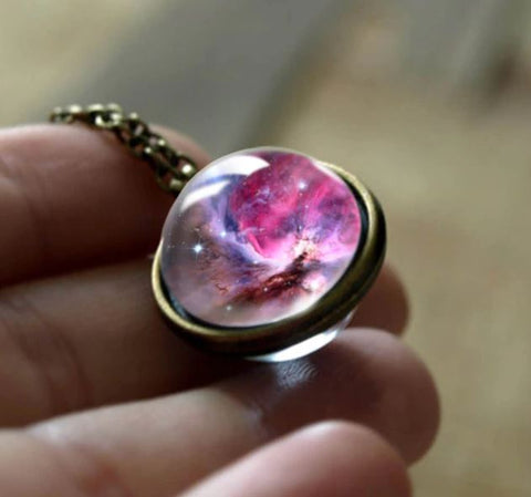Bronze Outer Space Double Glass Necklace