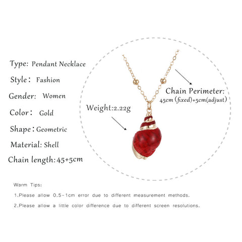 Gold Red Shell Necklace