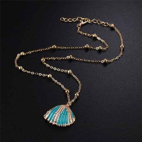 Blueish Gold Shell Necklace