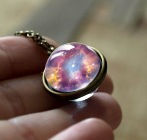 Bronze Outer Space Double Glass Necklace