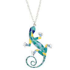 Stained Glass Style Gecko Necklace