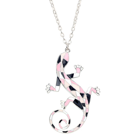 Stained Glass Style Gecko Necklace