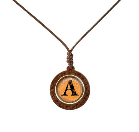 Yellow Letter Wood Necklace