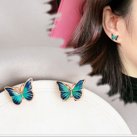 Free Blue  Butterfy Earrings