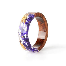 Flower Resin Wood Ring