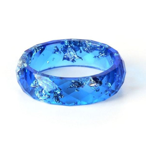 Metallic Flakes in Colored Resin Ring