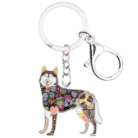 Siberian Husky Multicolor Keychain