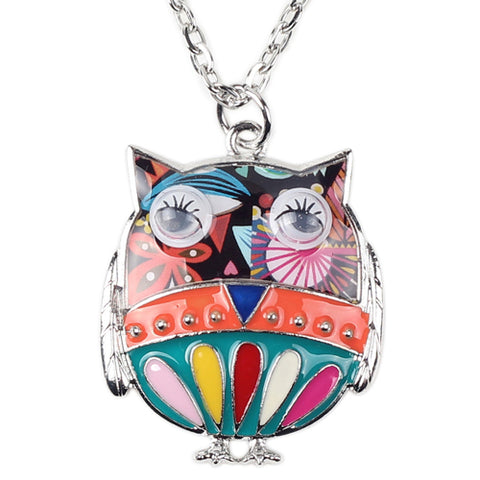 Owl Multicolor Enamel Necklace