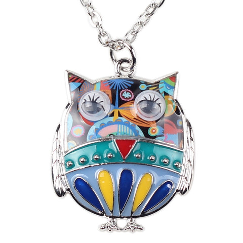 Owl Multicolor Enamel Necklace