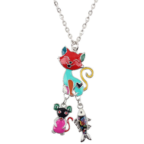 Cat, Mouse and Fish Necklace