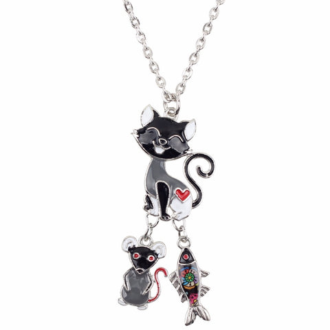 Cat, Mouse and Fish Necklace