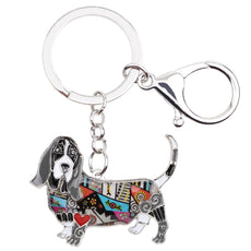 Basset Hound Multicolor Keychain