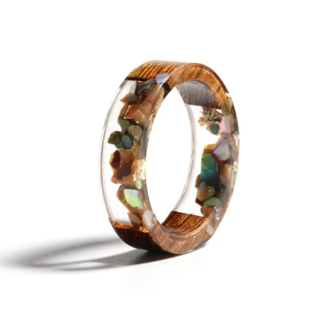 Stone and Resin Wood Ring