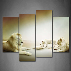 4 Panel Lion Family Wall Canvas