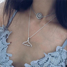 Free Flower and Whale Tail Necklace
