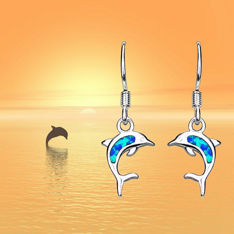 Opal Ocean Dolphin Earrings