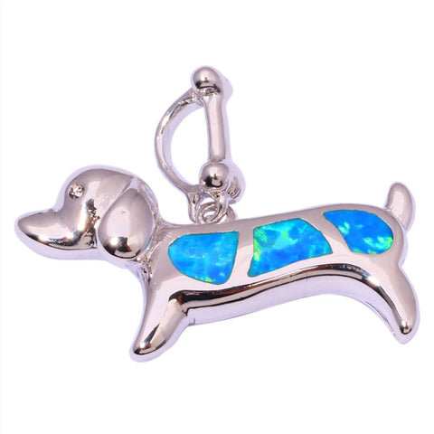 Blue Fire Opal Dog Necklace