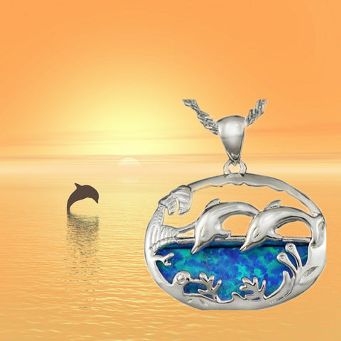 Opal Ocean Dolphin Necklace