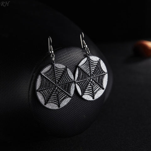 Spider Web Metal Scrub Earrings