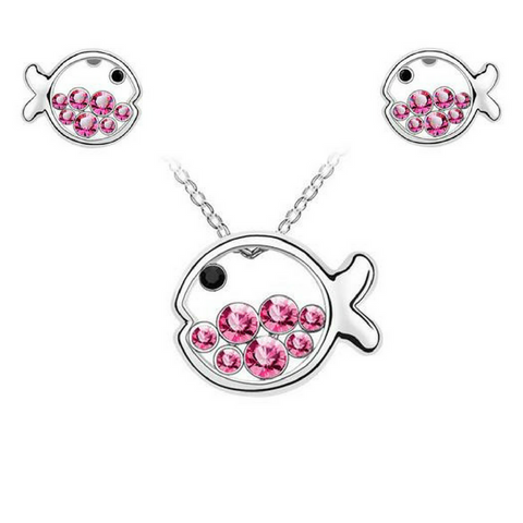Fish Necklace And Earrings Set  (2 Color Styles)