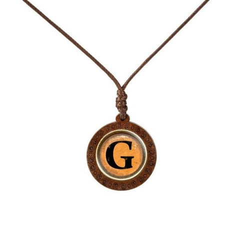 Yellow Letter Wood Necklace