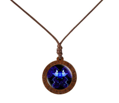 Zodiac Sign Wood Necklace